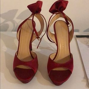 Charlotte Olympia Red Satin Stilletos
